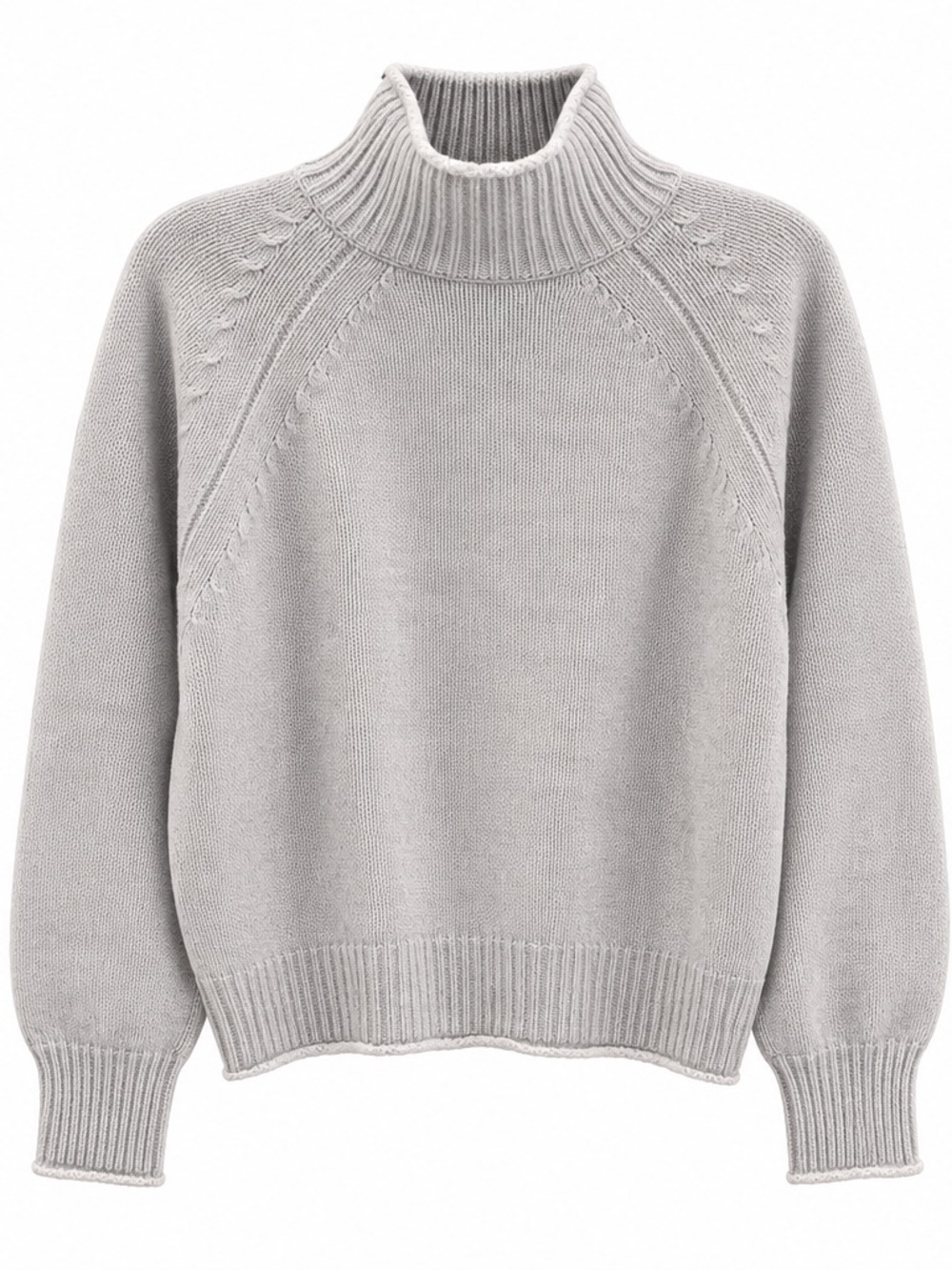 W. Cashmere 100% Cashmere Turtleneck Sweater – Light Gray – Medium